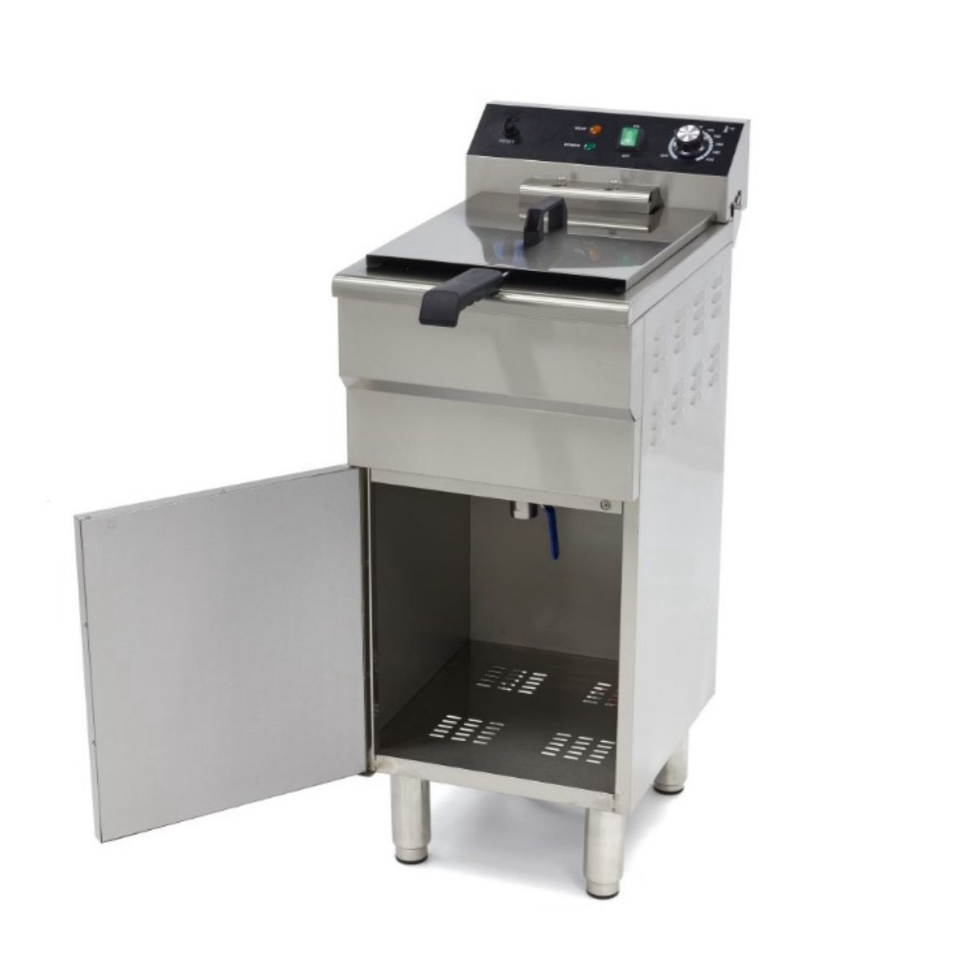 Friteuse Électrique Professionnelle 16L – Triphasée 400V – 5000W – Zone Froide + Robinet de Vidange