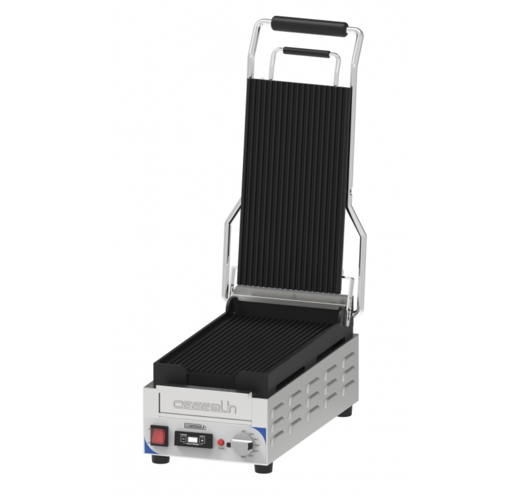 Grill Panini Compact Premium Casselin – Plaques Fonte Rainurées – 2400W – Inox avec Minuteur