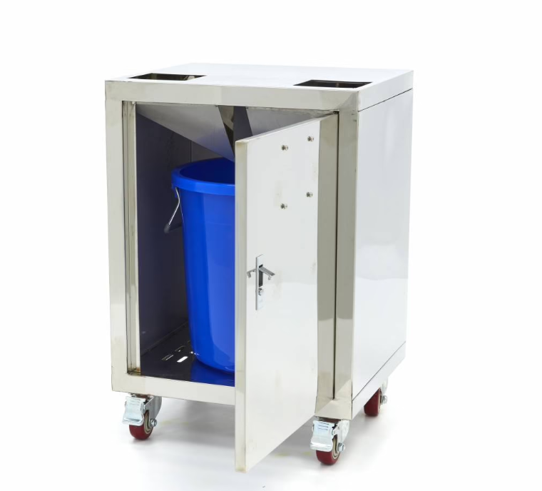Chariot inox pour presse-agrumes – Compact – Avec seau à déchets – Sur roues