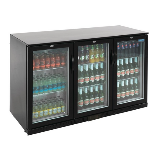 Arrière-Bar Réfrigéré – 3 Portes Battantes | Polar Série G | 270 Bouteilles | Noir