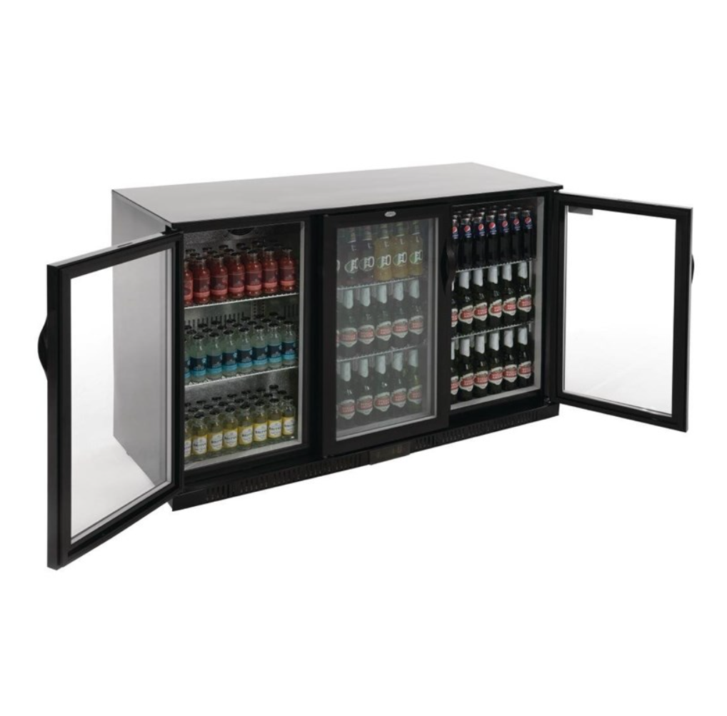 Arrière-Bar Réfrigéré – 3 Portes Battantes | Polar Série G | 270 Bouteilles | Noir