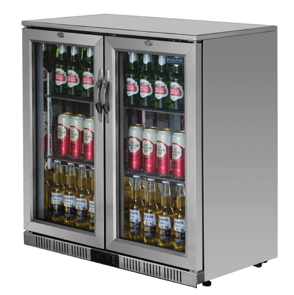 Arrière-Bar Réfrigéré 2 Portes Pivotantes Polar – Inox – 180 Bouteilles
