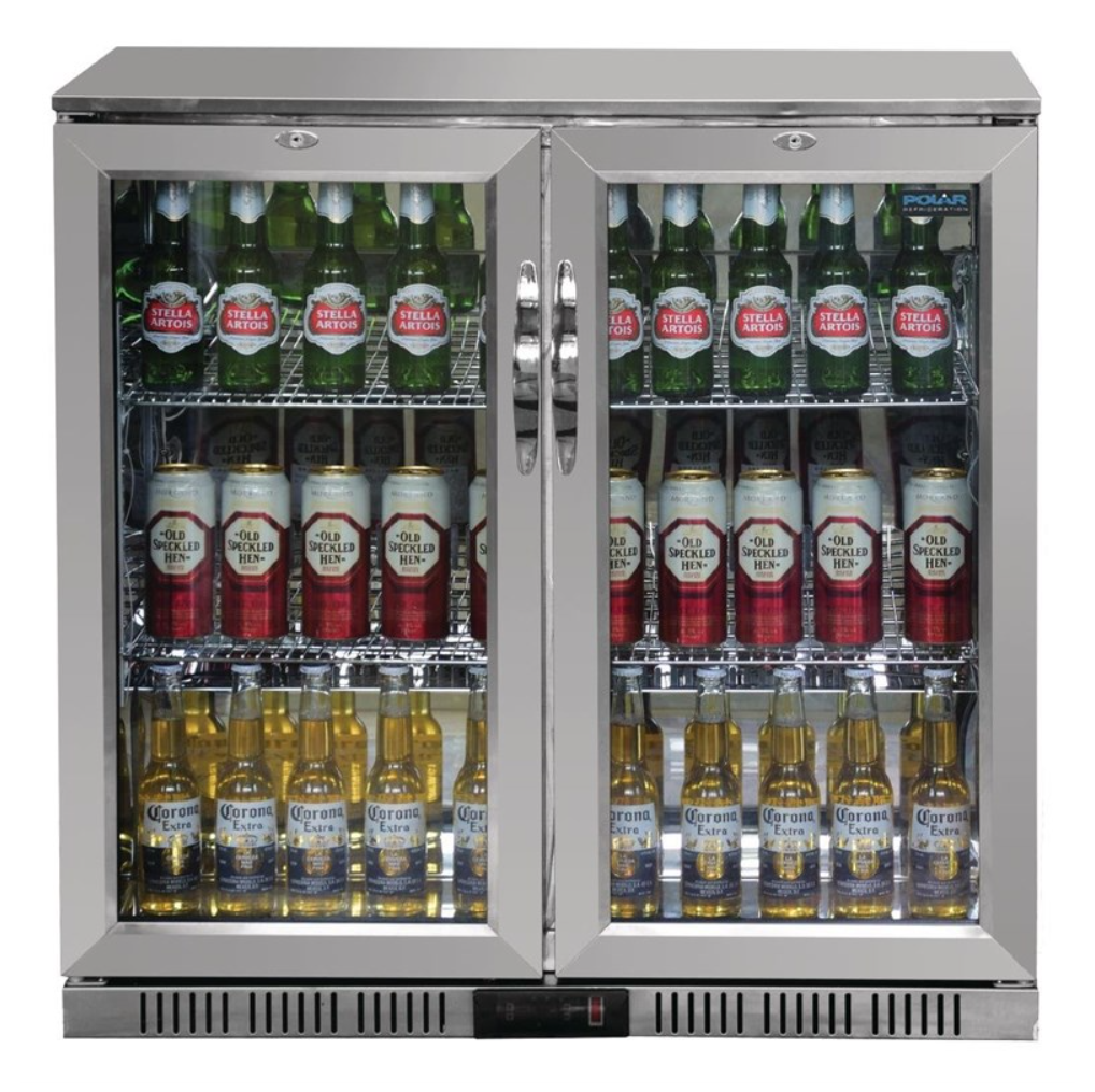 Arrière-Bar Réfrigéré 2 Portes Pivotantes Polar – Inox – 180 Bouteilles