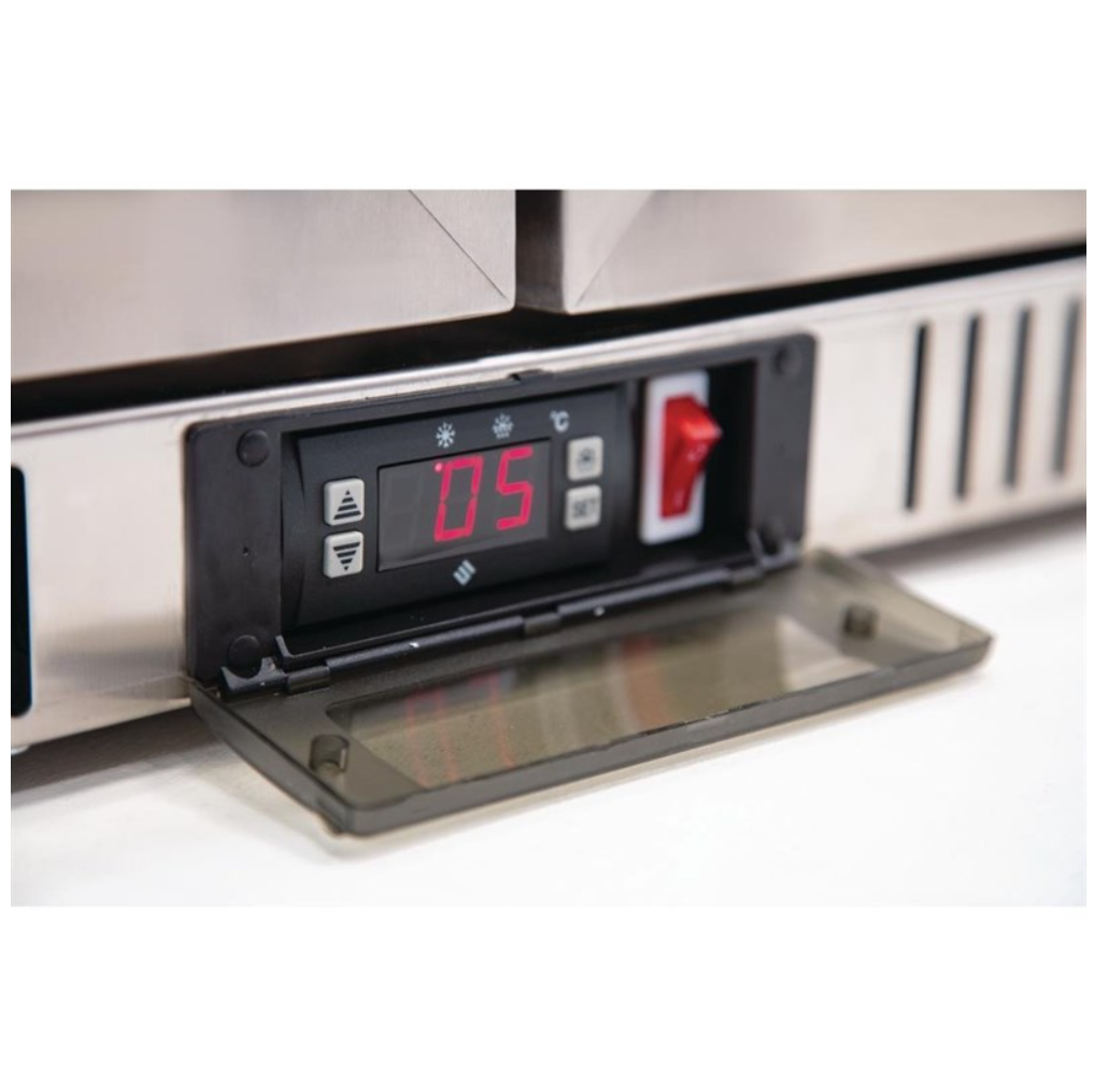 Arrière-Bar Réfrigéré 2 Portes Pivotantes Polar – Inox – 180 Bouteilles