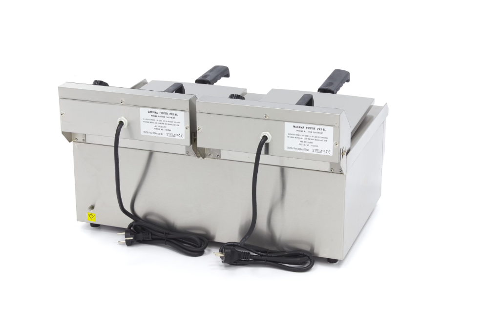 Friteuse Électrique Professionnelle 2 x 13L avec Robinets – 6000W – Double Prise 230V – Inox