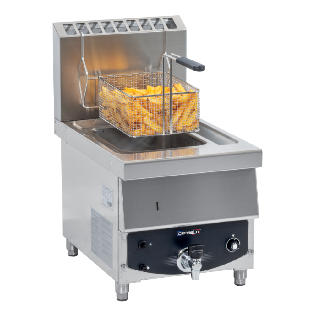 Friteuse Gaz Professionnelle 10 Litres – Inox AISI 304 – Thermostat Sécurité – Robinet de Vidange – 6500W