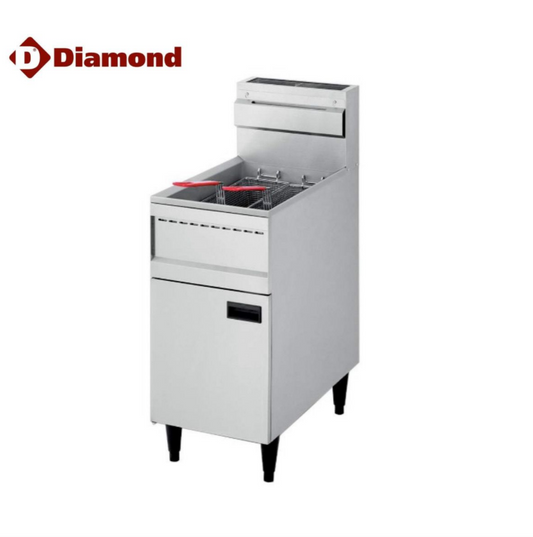 Friteuse Gaz Professionnelle 23L Diamond – 21 kW – Inox avec Zone Froide – 2 Paniers – Thermostat 200°C