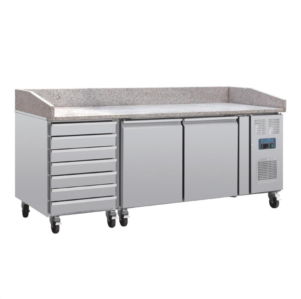 Comptoir à Pizza 2 Portes avec Dessus Granit et 7 Tiroirs à Pâtons – Polar Série U (CT423) Disponible chez EVM