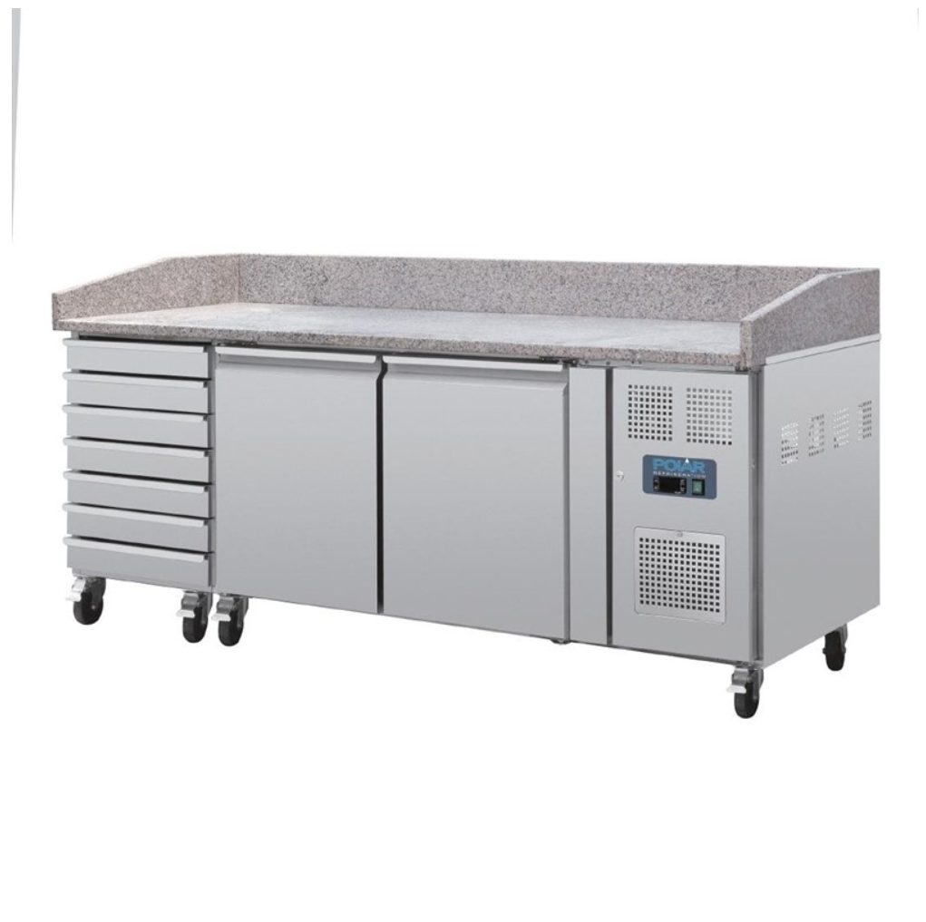 Comptoir à Pizza 2 Portes avec Dessus Granit et 7 Tiroirs à Pâtons – Polar Série U (CT423) Disponible chez EVM