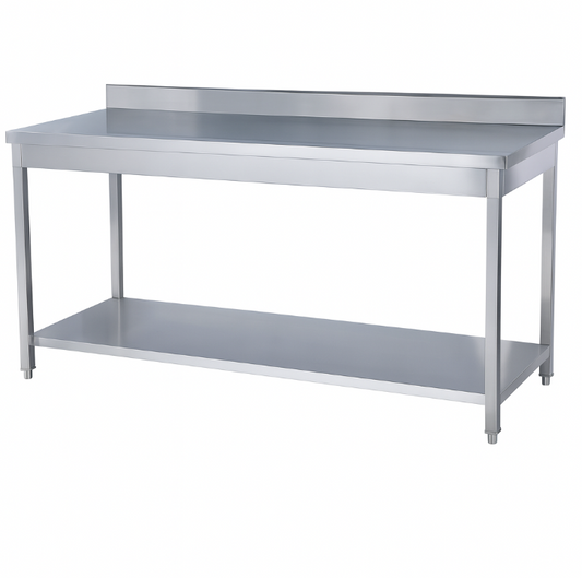 Table inox 100x70 avec dosseret et soubassement