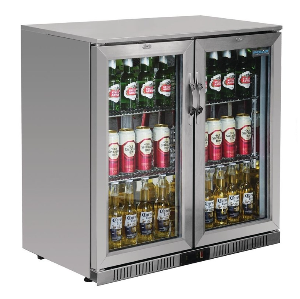 Arrière-Bar Réfrigéré 2 Portes Pivotantes Polar – Inox – 180 Bouteilles