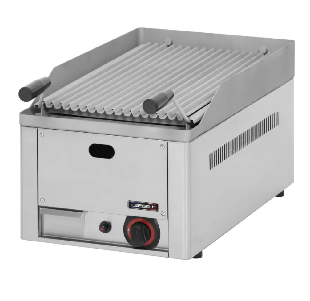 Grill à Pierre de Lave Gaz Casselin – 6500W – Inox – Allumage Piezo + Pierres Offertes