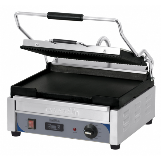 Grill Panini Grand Premium Casselin – Plaques Fonte Rainurée / Lisse – 2400W – Inox avec Minuteur