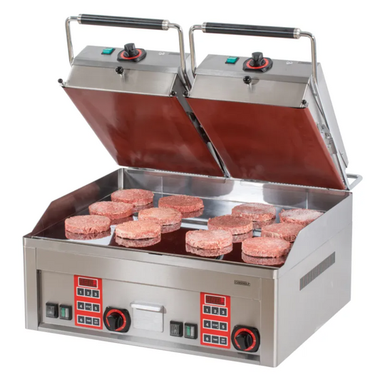 Grill à Rabat Électrique Double Casselin CLAM – Chrome Texturé – 9000W – Programmable – Inox AISI 304