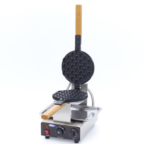 Gaufrier professionnel bubble waffle – 1415 W – Rotatif inox – Minuterie & plateau d’égouttage