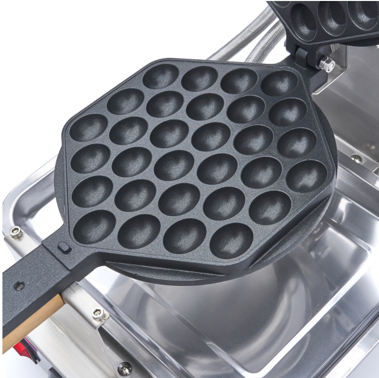 Gaufrier professionnel bubble waffle – 1415 W – Rotatif inox – Minuterie & plateau d’égouttage