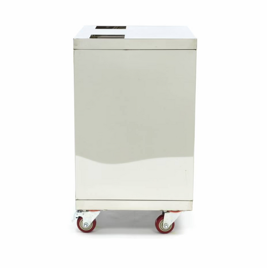 Chariot inox pour presse-agrumes – Compact – Avec seau à déchets – Sur roues